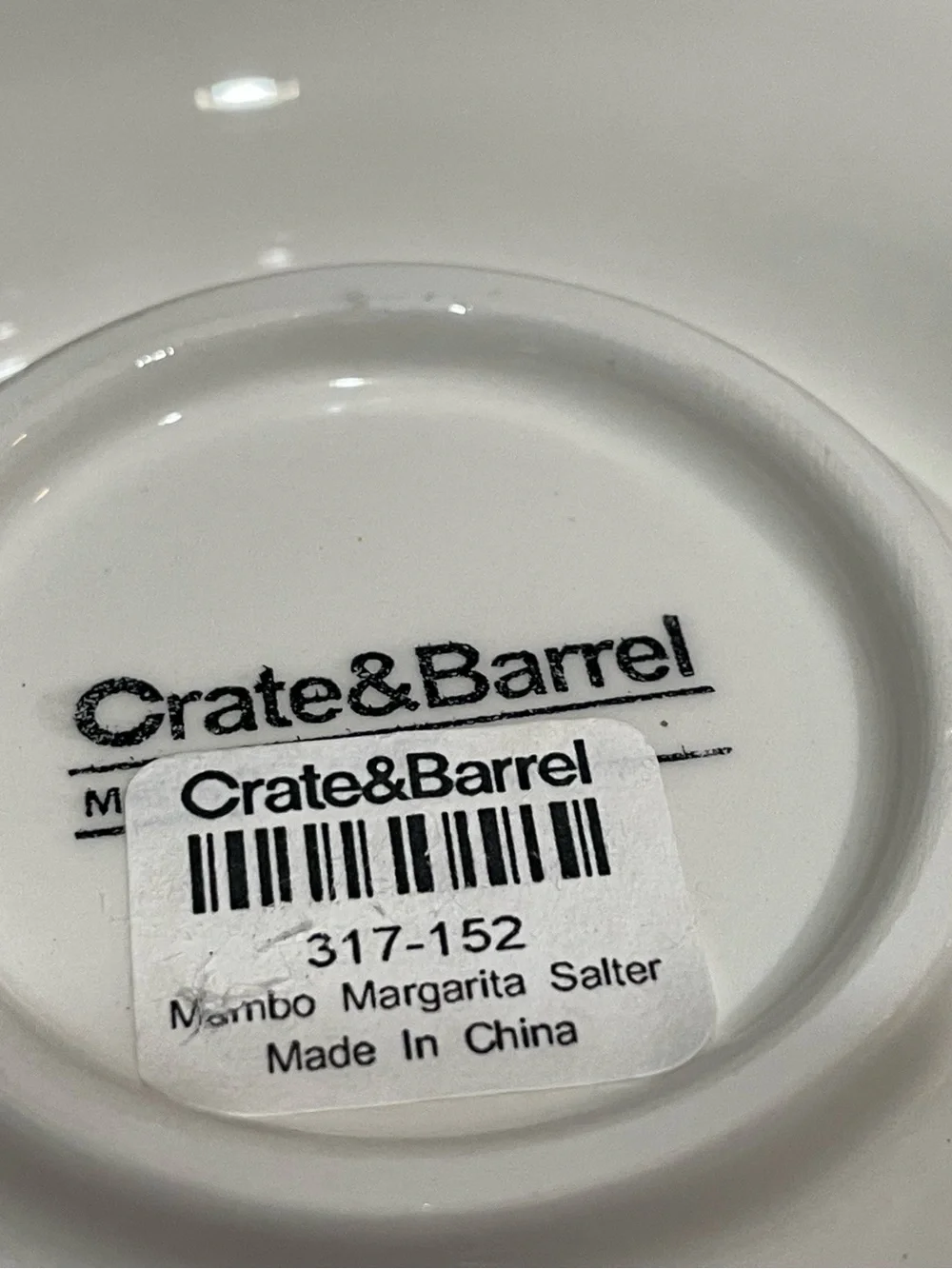 Crate & Barrel Mambo Margarita Glass Salter Orange Stripes 7” NWT New Ceramic